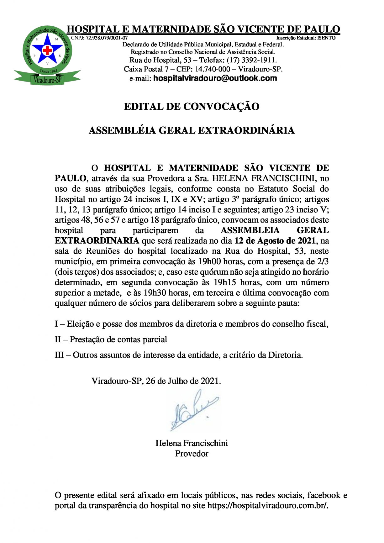 Edital de convocação