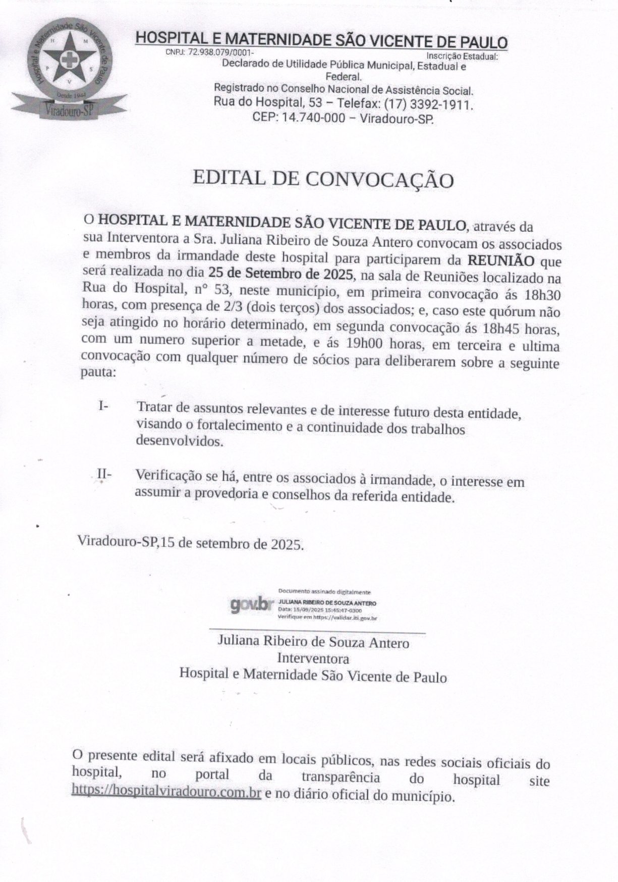 EDITAL DE CONVOCAÇÃO